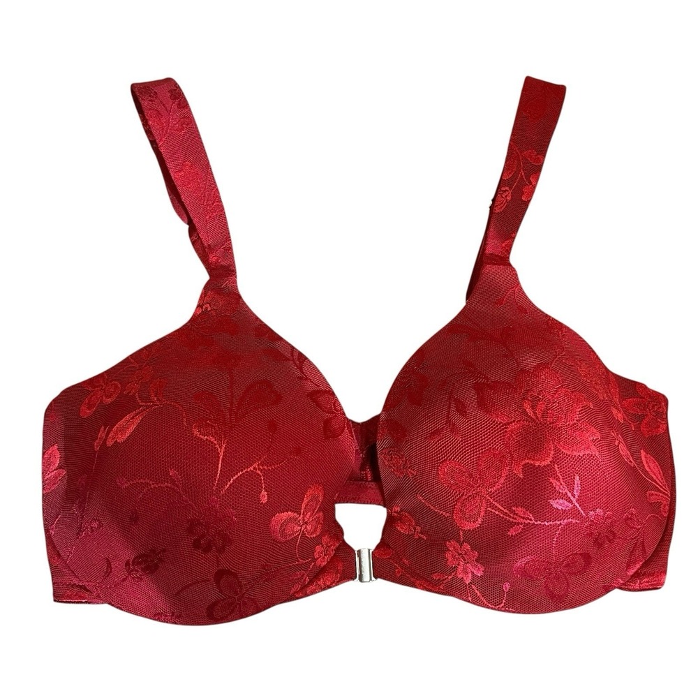 Soma Erica Jacquard Red Floral Front Closure Push Up Underwire Bra 34D Lingerie